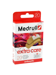 Пластырь MEDRULL Extra Care (1.9x7.2 см-10 шт, 2.5x7.2 см-6 шт,диам. 2.2 см) № 20