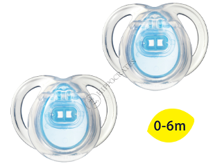 Suzeta ortodontica Anytime silicon (0-6 luni) 2 buc.(transparent+albastru)/43335463