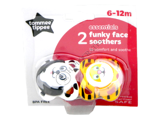 Suzeta Funky Face latex (6-12 luni) 2 buc./(alb+orange) TT0145