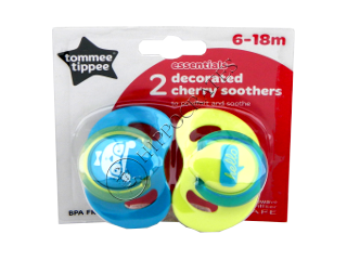 Suzeta Basics Cherry latex (6-18 luni) 2 buc.TT0143-Albastru/Galben