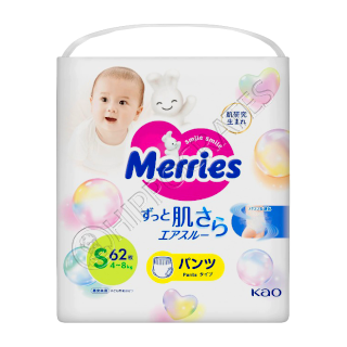 MERRIES Size S №62 4-8 kg (SJ) scutece MERRIES Size S №62 4-8 kg (SJ) scutece